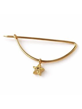 Vintage Gold Tone Wishbone Bar Pin Star Charm